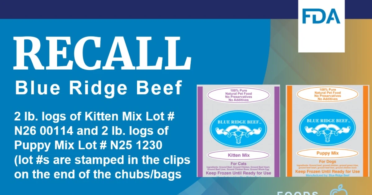 Blue Ridge Beef Recalls Pet Food Due to Salmonella and Listeria Contamination